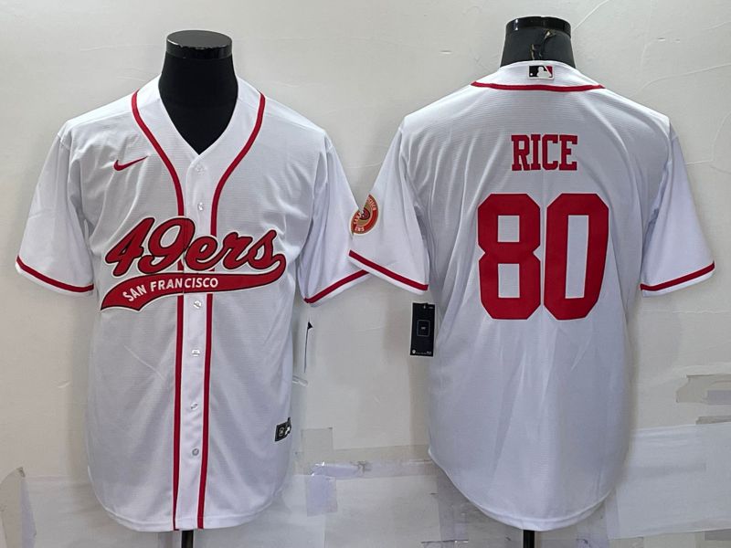 Men San Francisco 49ers #80 Rice White 2022 Nike Co branded NFL Jerseys